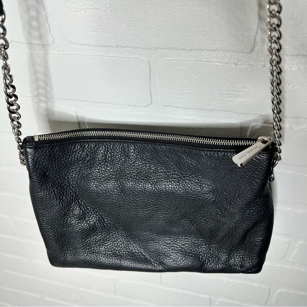 Michael Kors Chain Jet Set Messenger Bag Black Leather - Picture 3 of 15